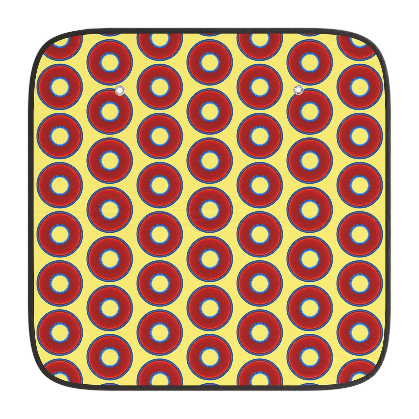 Automotive Donut Sun Shade - red vivid donuts w/yellow background