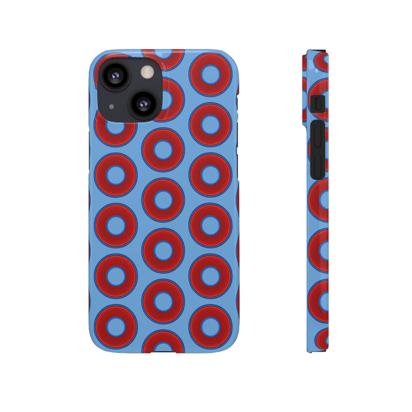 Lumpy Donut Snap Case - red vivid donut print w/light blue background