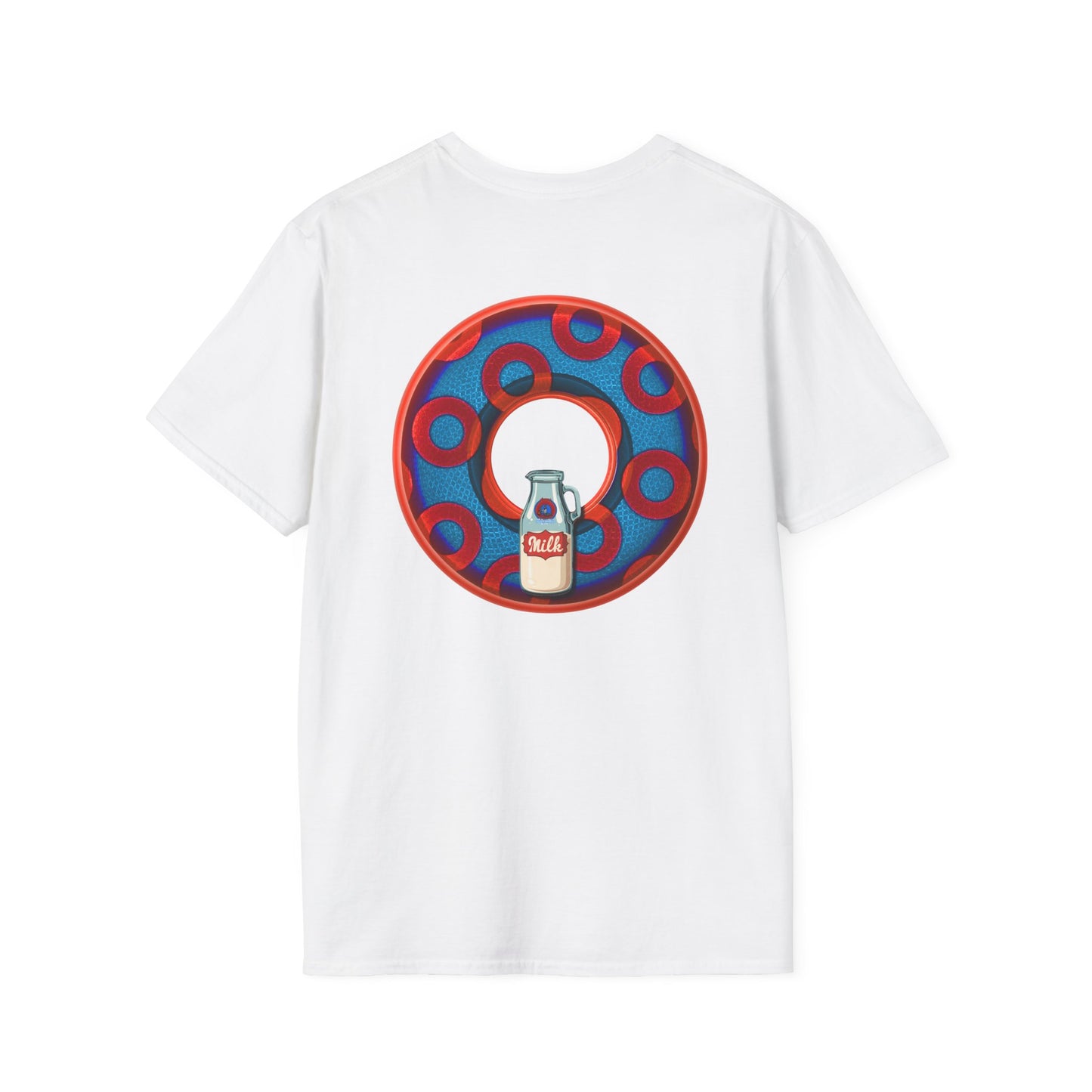 Classic Donut Tee - Unisex Soft-Style - "Wooked Cream - YEMSG Donut " - blue/red rustic paradox donut - variant 1
