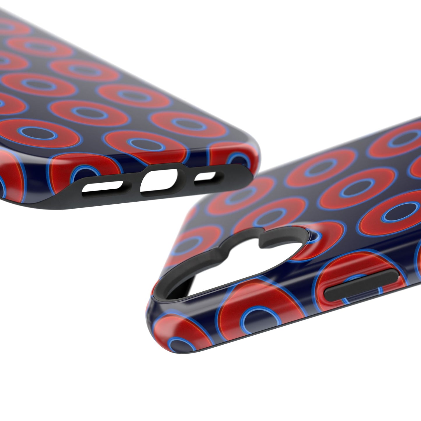 Impact-Resistant Lumpy Donut Case - red vivid donut print w/dark navy blue background