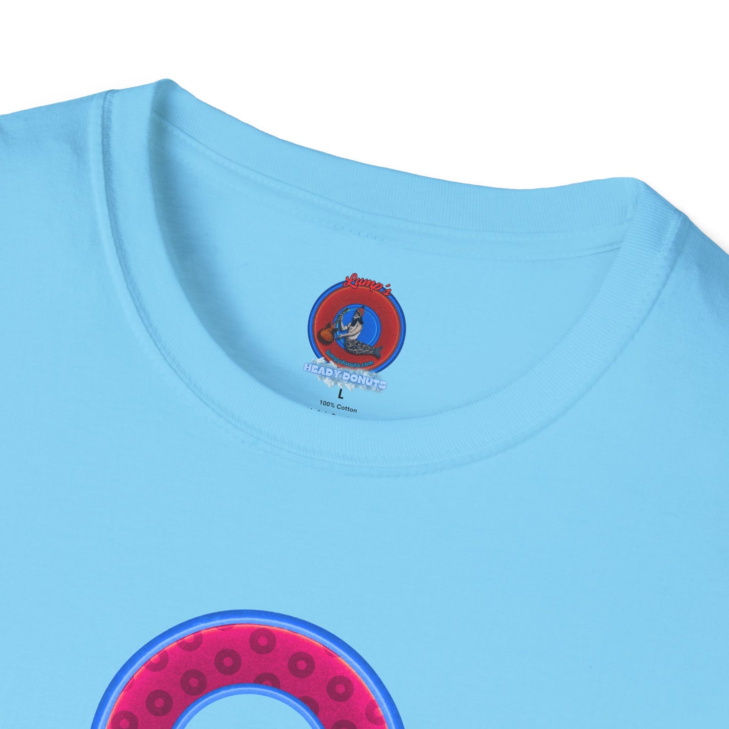 Plain Donuts/Unisex Soft-Style - "Plain Wide Mouthed Paradoxical Donuts" - bright magenta/light blue royal blue donuts