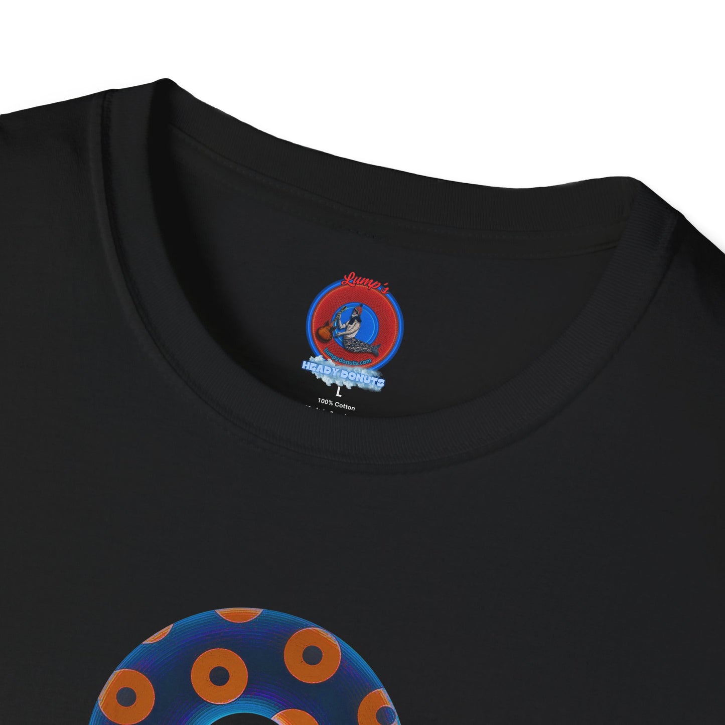 Plain Donuts/Unisex Soft-Style - "Plain Blimpy Paradoxical Donuts" - dark royal blue/orange donuts