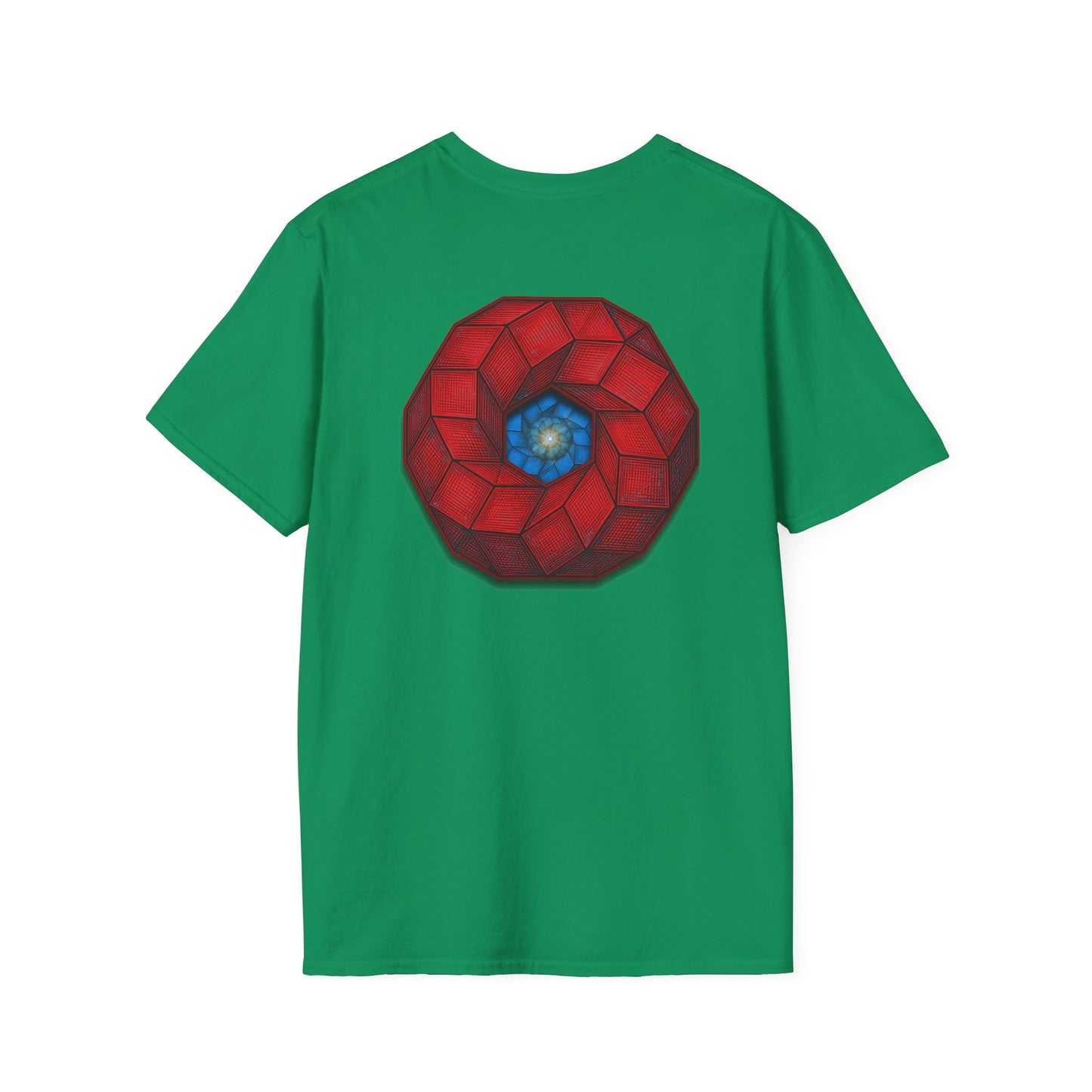 Classic Donut Tee - Unisex Soft-Style - "The 9th Donut" - rustic red/blue cubed donut - variant 1