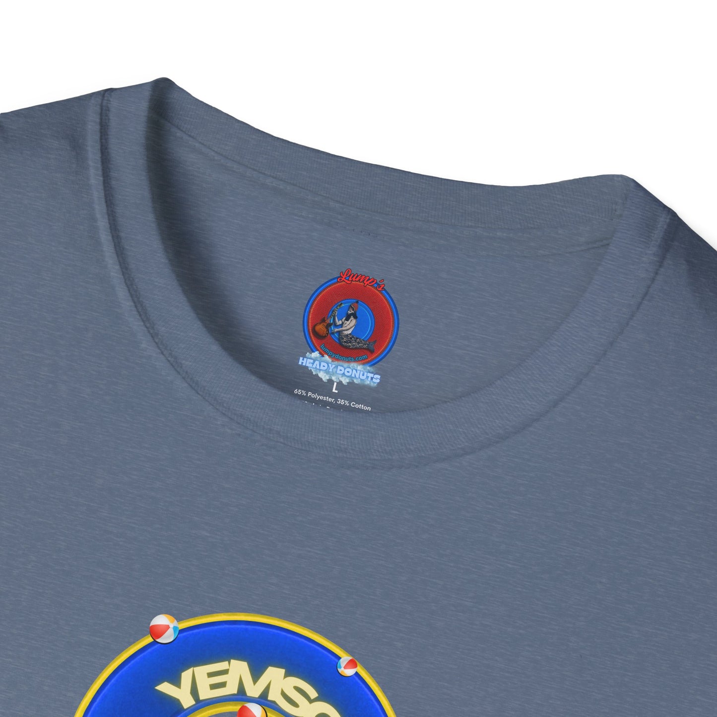 Donut Tee - Unisex Soft-Style - "The Donut's Secret Ingredient? MSG" - vivid blue/yellow donut - variant 2