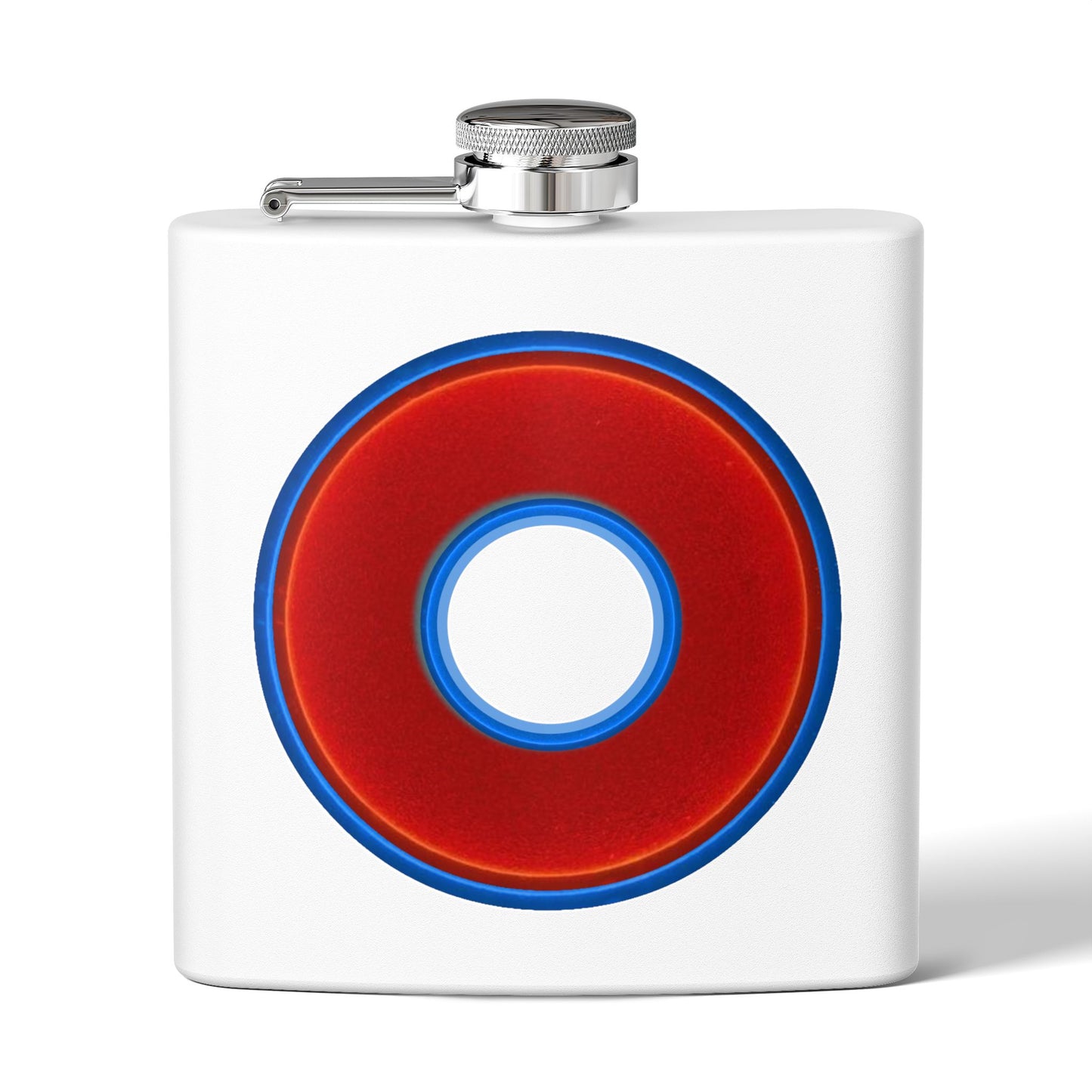 Lump's Donut Flask 6 oz - Vivid dark blue/red donut - [*w/your choice of 6 backgrounds]