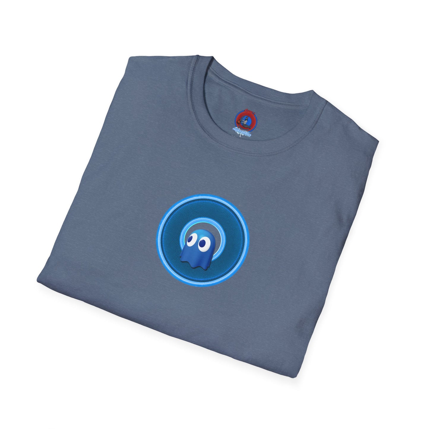 Classic Donut Tee - Unisex Soft-Style - "The Story of the Donut - a Ghostly Good Time" - variant 2 - blue/light blue rustic donut