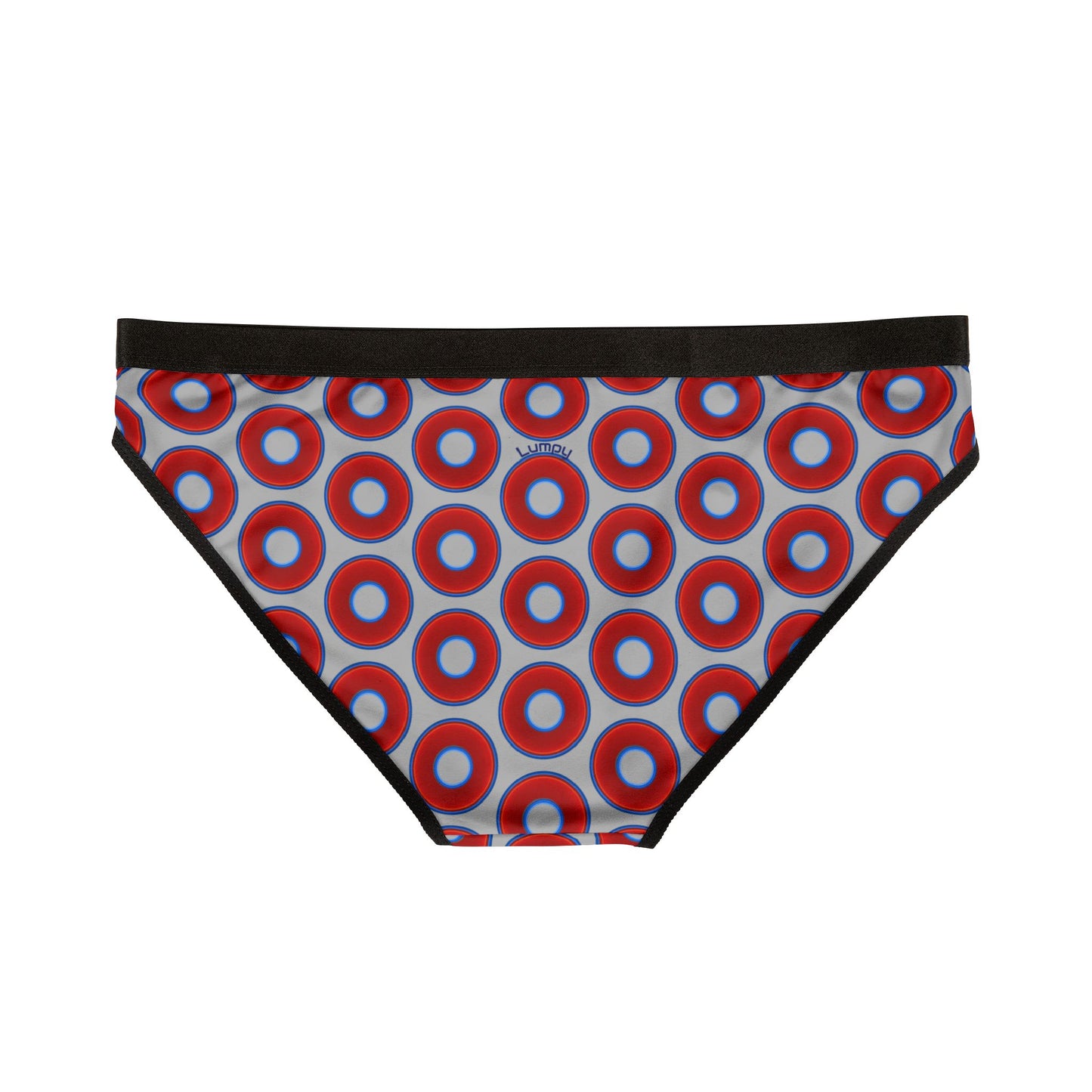 Lumpy Donut Underwear - vivid red donut print w/light gray background