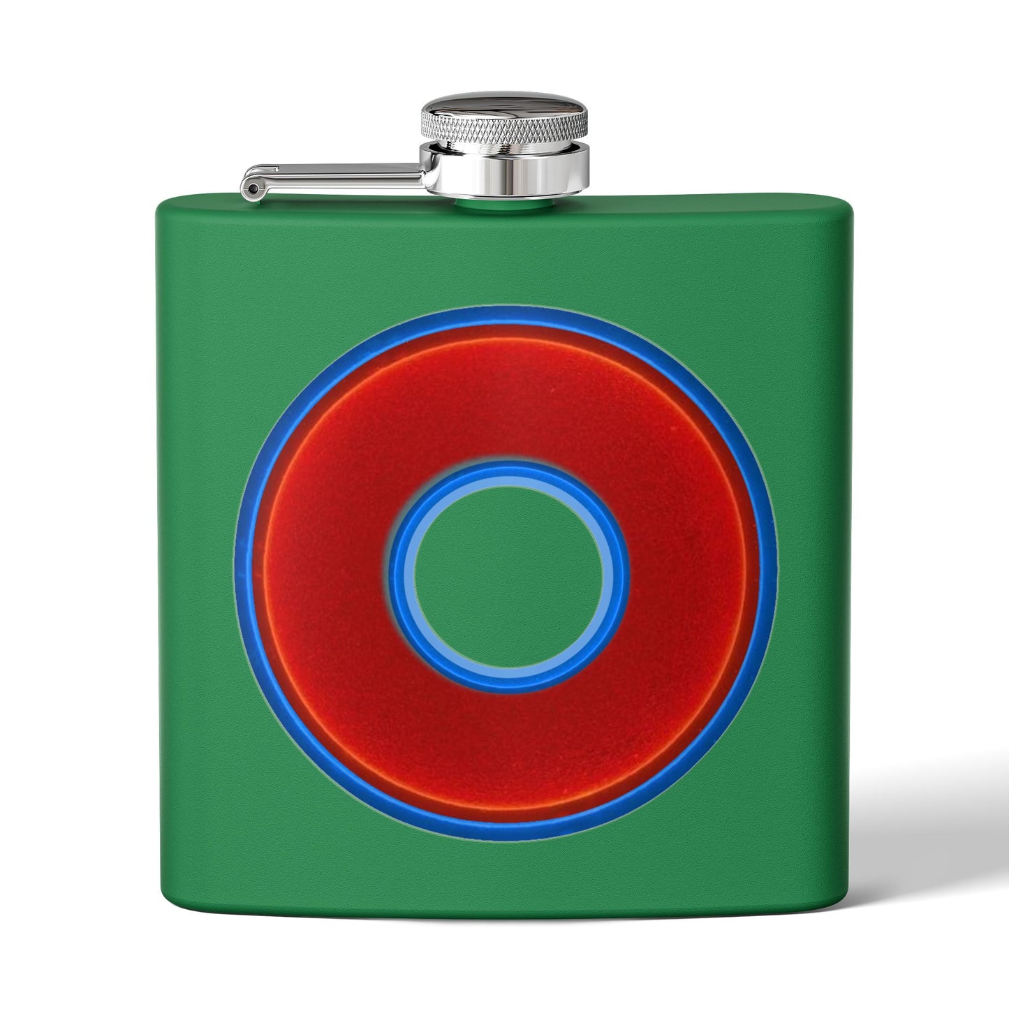 Lump's Donut Flask 6 oz - Vivid dark blue/red donut - [*w/your choice of 6 backgrounds]