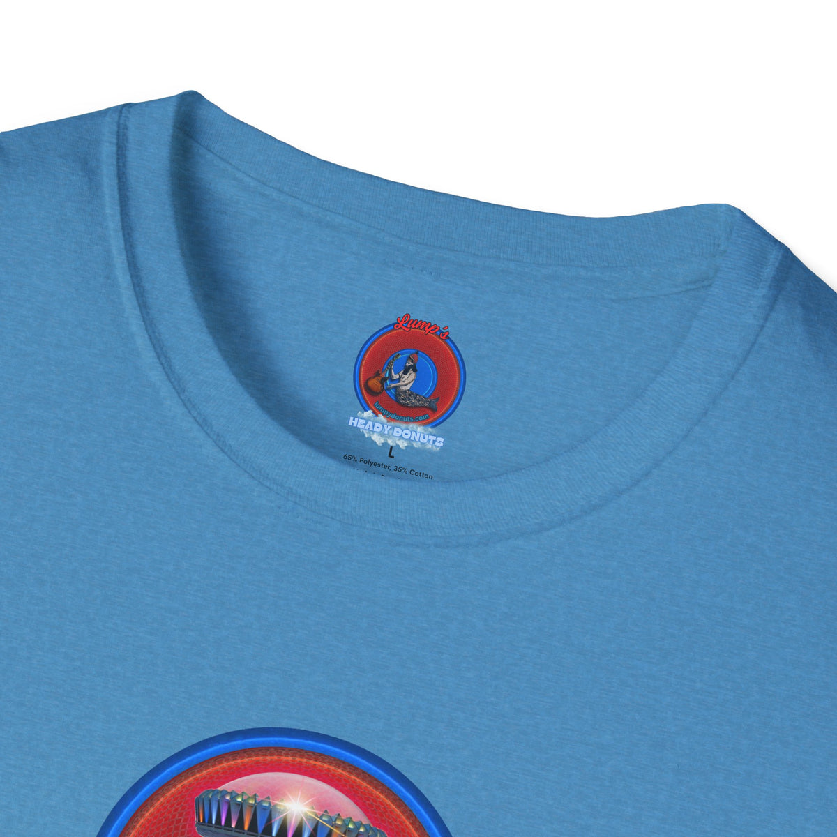 Classic Donut Tee - Unisex Soft-Style - "Donuts now Served on the Mothership" - red/blue donut