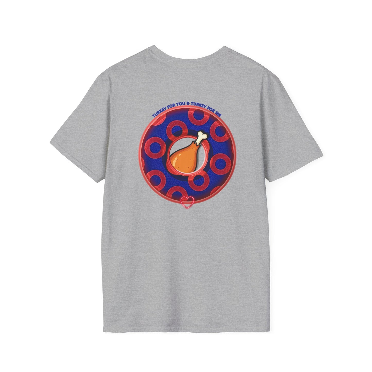 Classic Donut Tee - Unisex Soft-Style - "Turducken Donut Madness" - blue/red rustic paradox donut - holiday edition