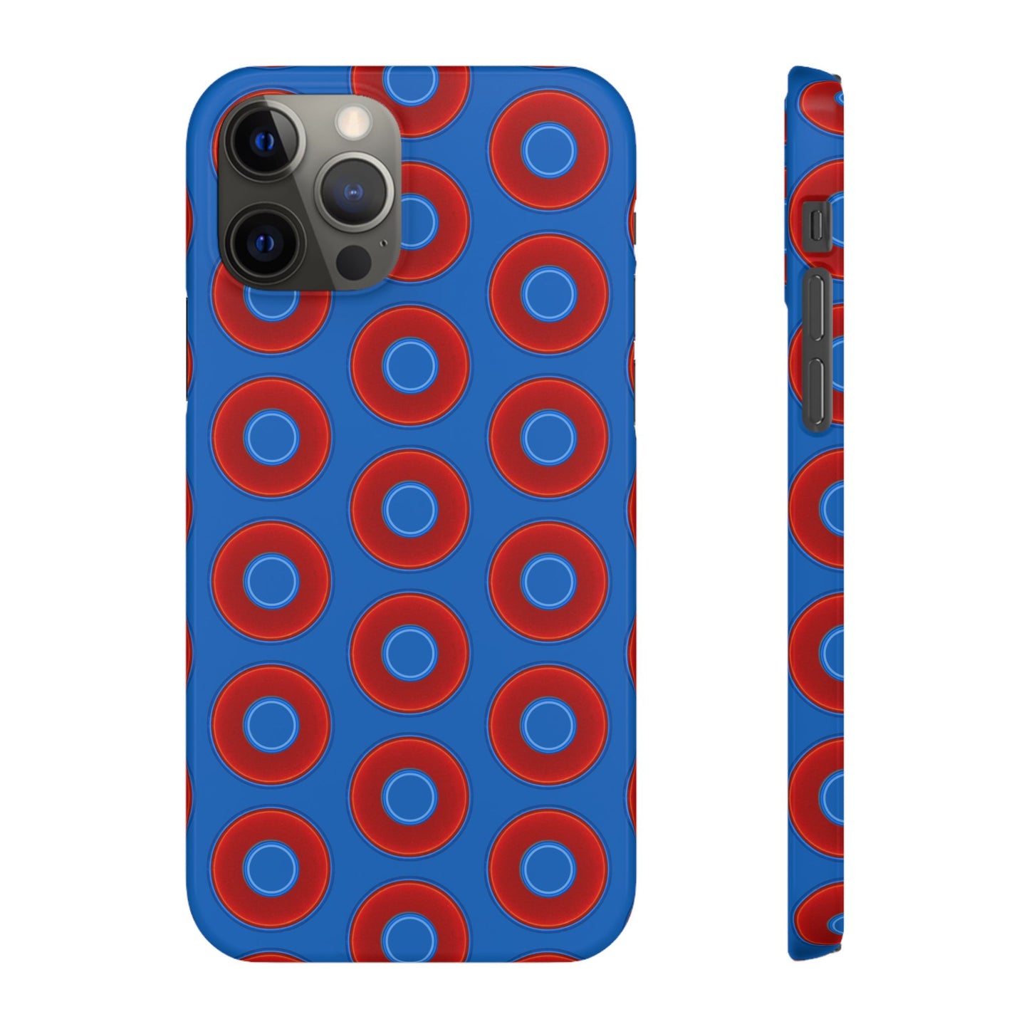 Lumpy Donut Snap Case - red vivid donut print w/dark royal background