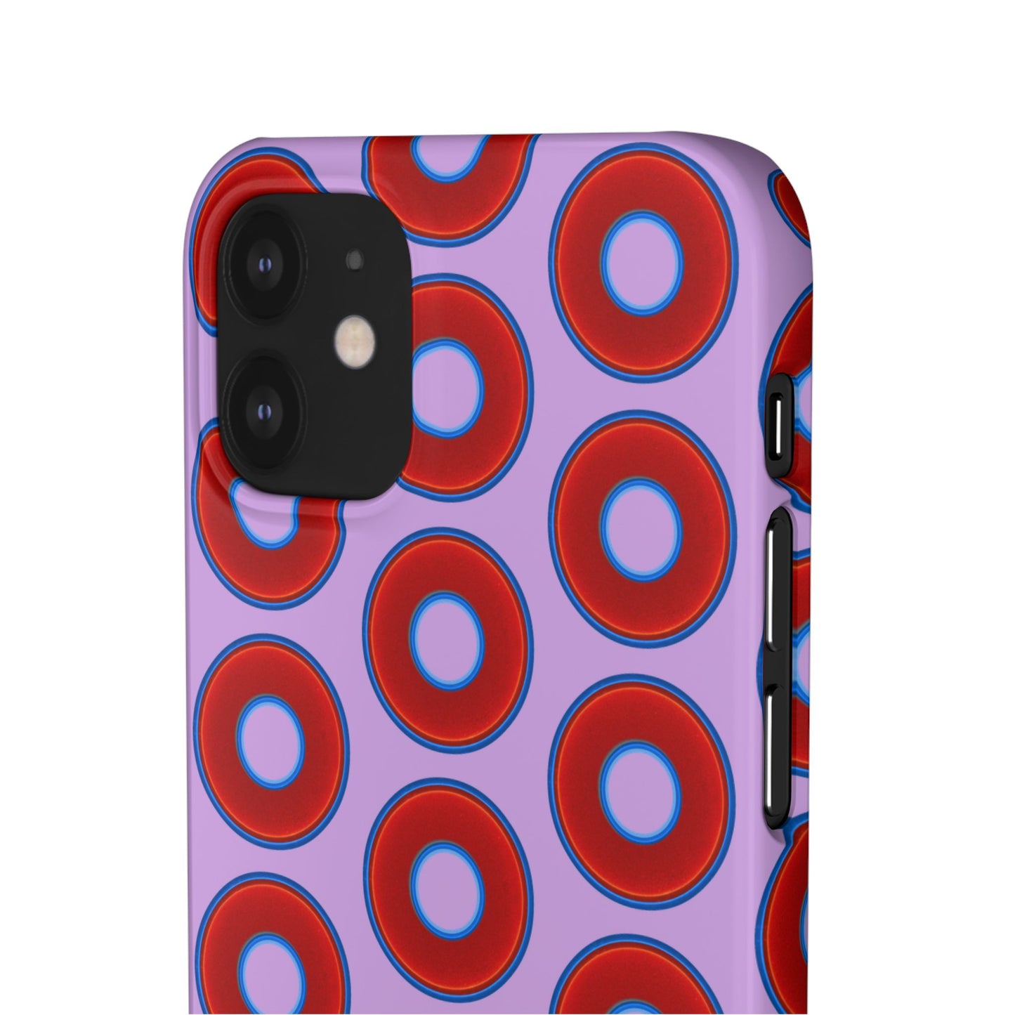 Lumpy Donut Snap Case - red vivid donut print w/wisteria purple background