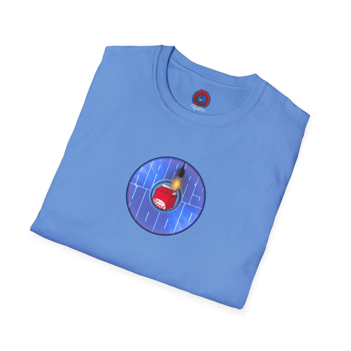 Classic Donut Tee - Unisex Soft-Style - "Harry Left His Donut Shirt" - series 1.0  - variant 4 - purple/blue donut - w/milk & light on