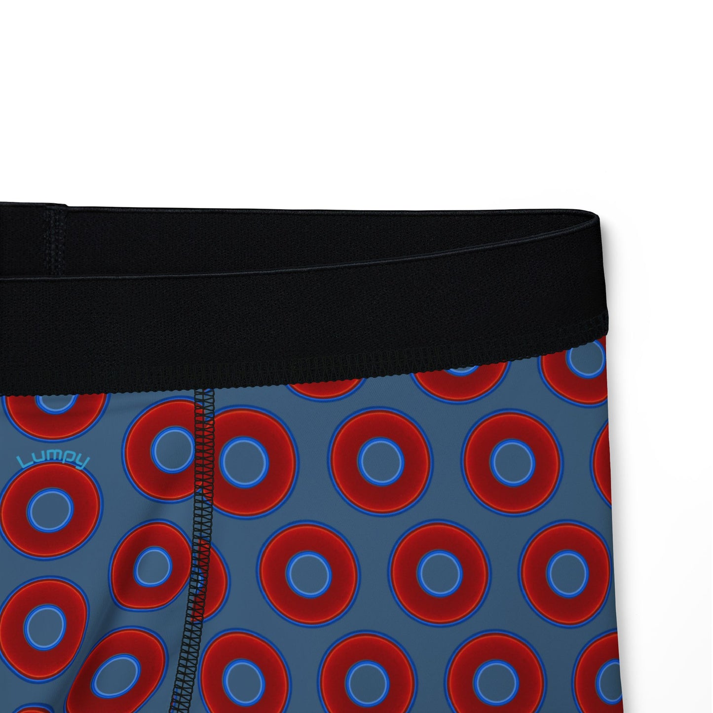 Men's Donut Boxers - red vivid donuts w/steel blue background