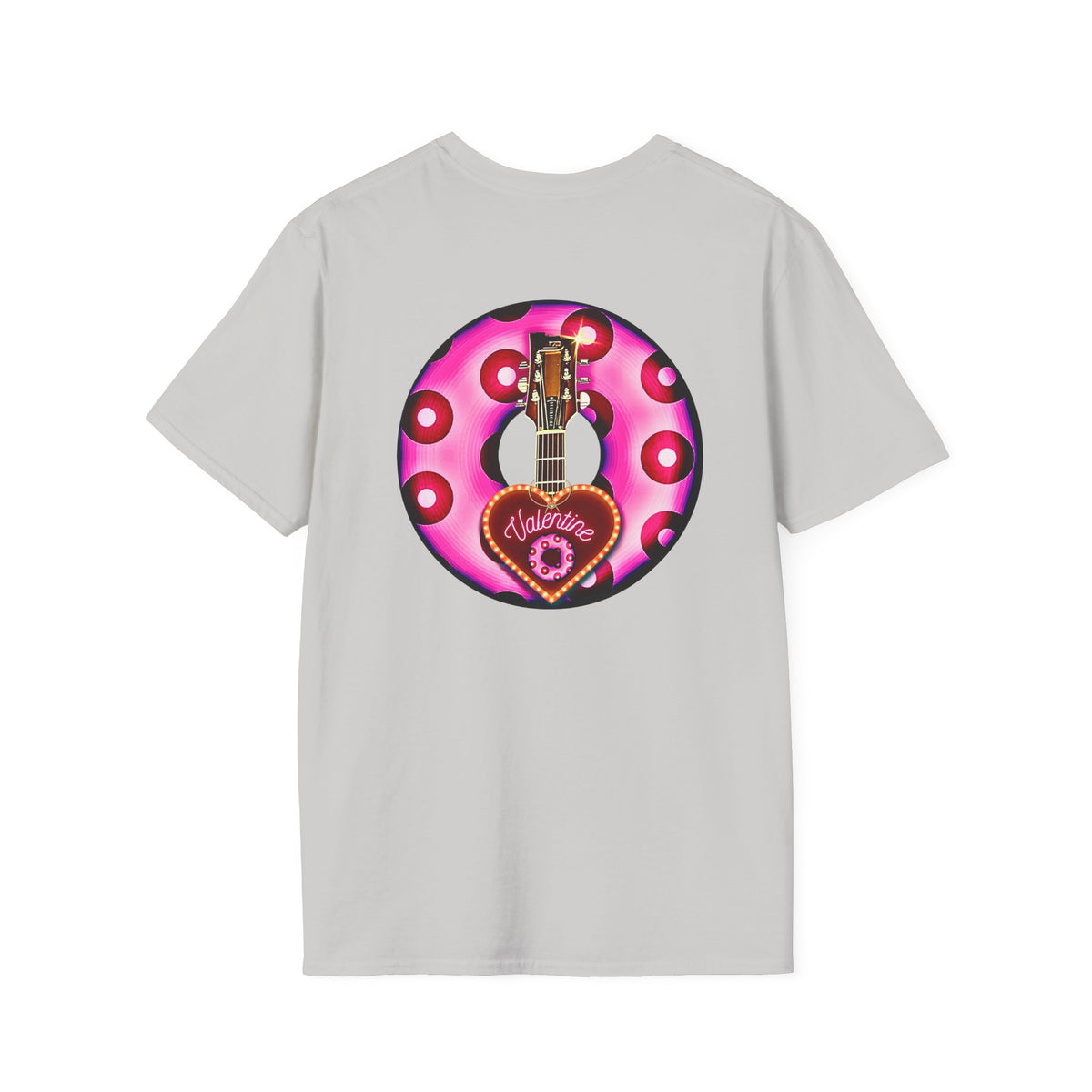 Classic Donut Tee - Unisex Soft-Style - "Would You Be My Donut?" - paradoxical bubblegum pink/red donut - variant 2