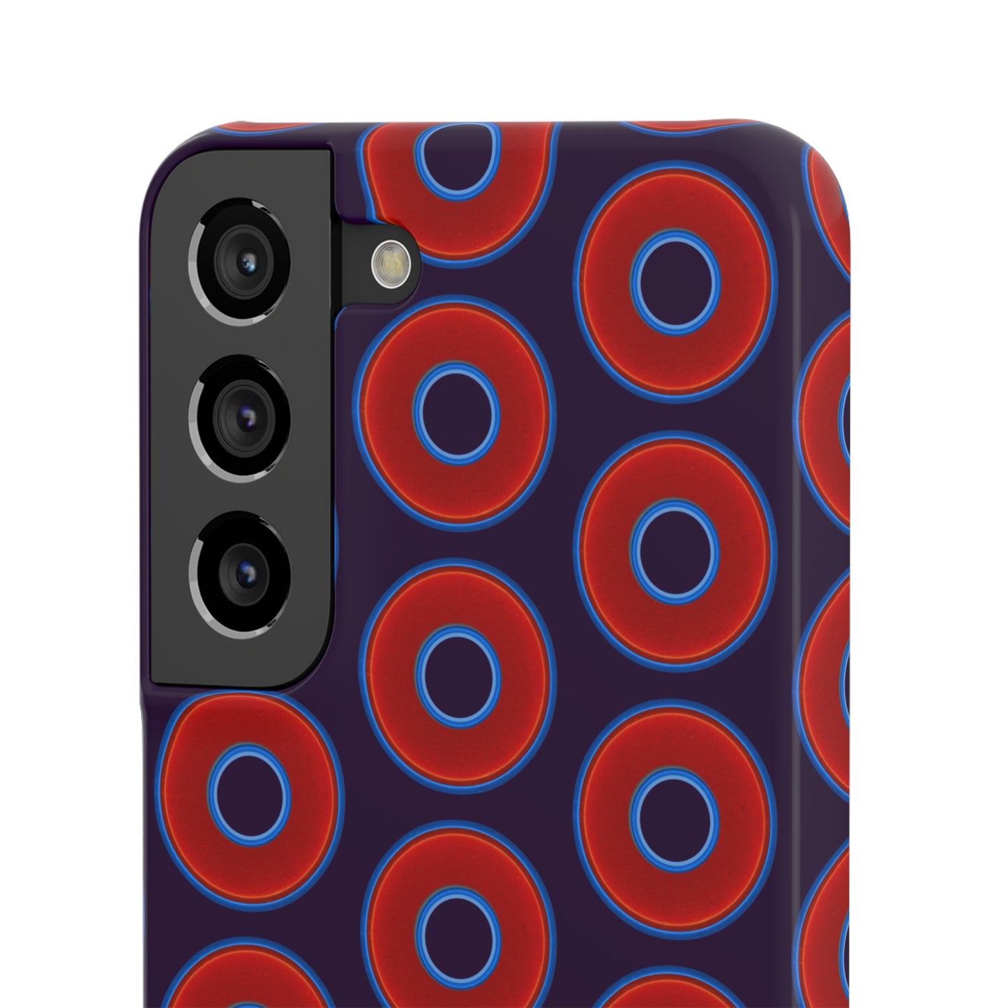 Lumpy Donut Snap Case - red vivid donut print w/midnight purple background