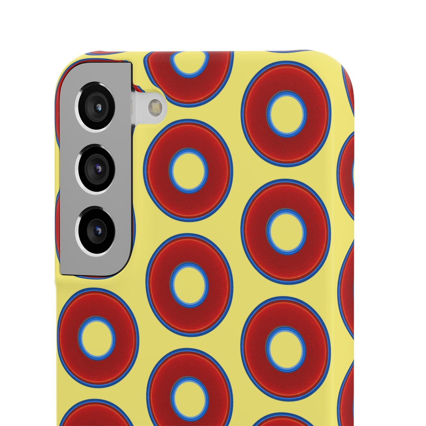 Lumpy Donut Snap Case - red vivid donut print w/yellow background