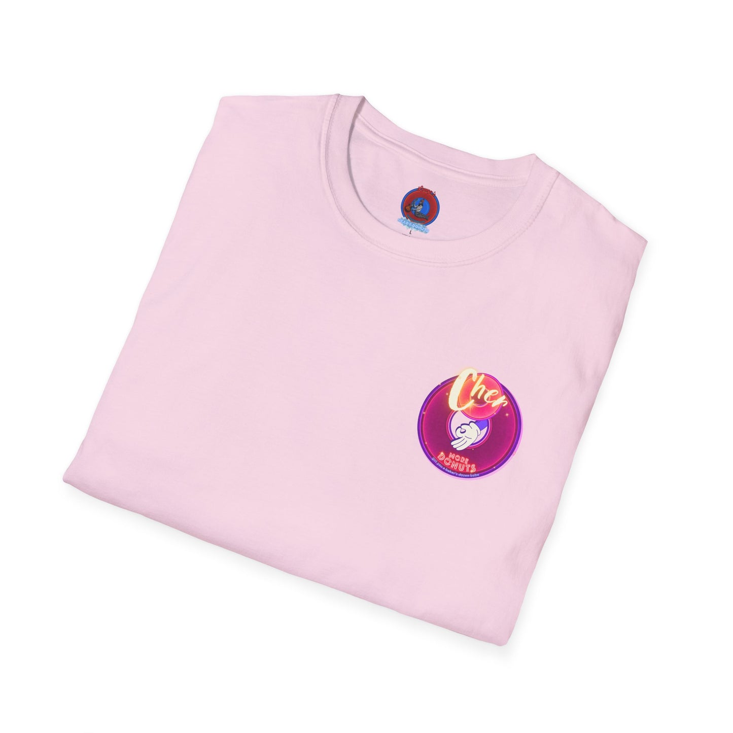 Classic Donut Tee - Unisex Soft-Style - "Cher-ing is Caring" - series 1.0  - variant 1 - magenta donuts [*charitable donut]