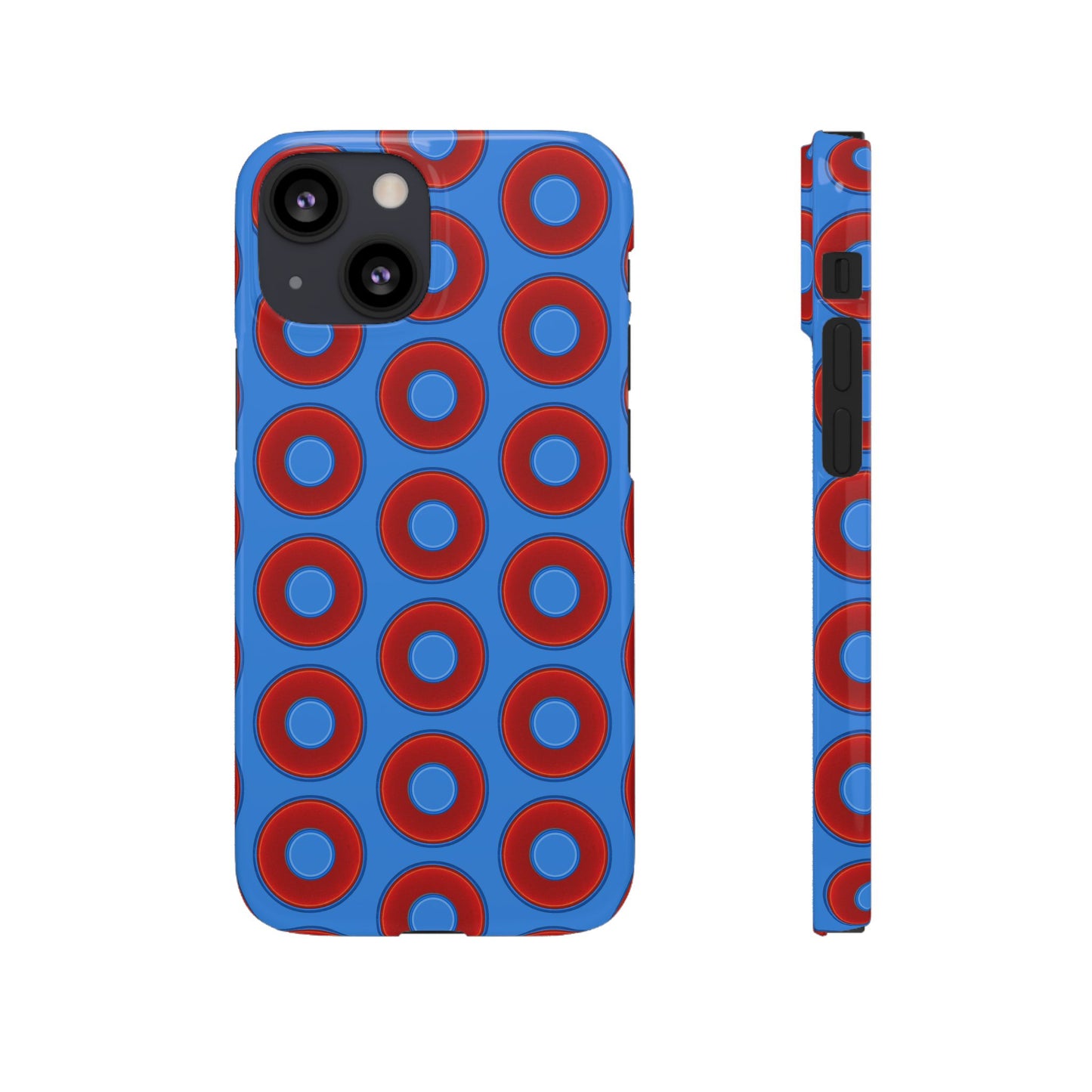Lumpy Donut Snap Case - red vivid donut print w/light royal blue background