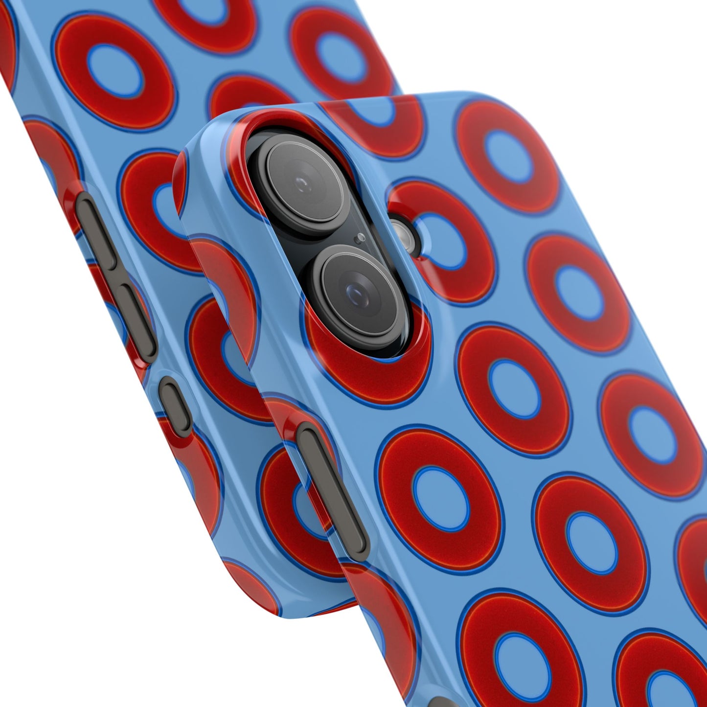 Lumpy Donut Snap Case - red vivid donut print w/light blue background