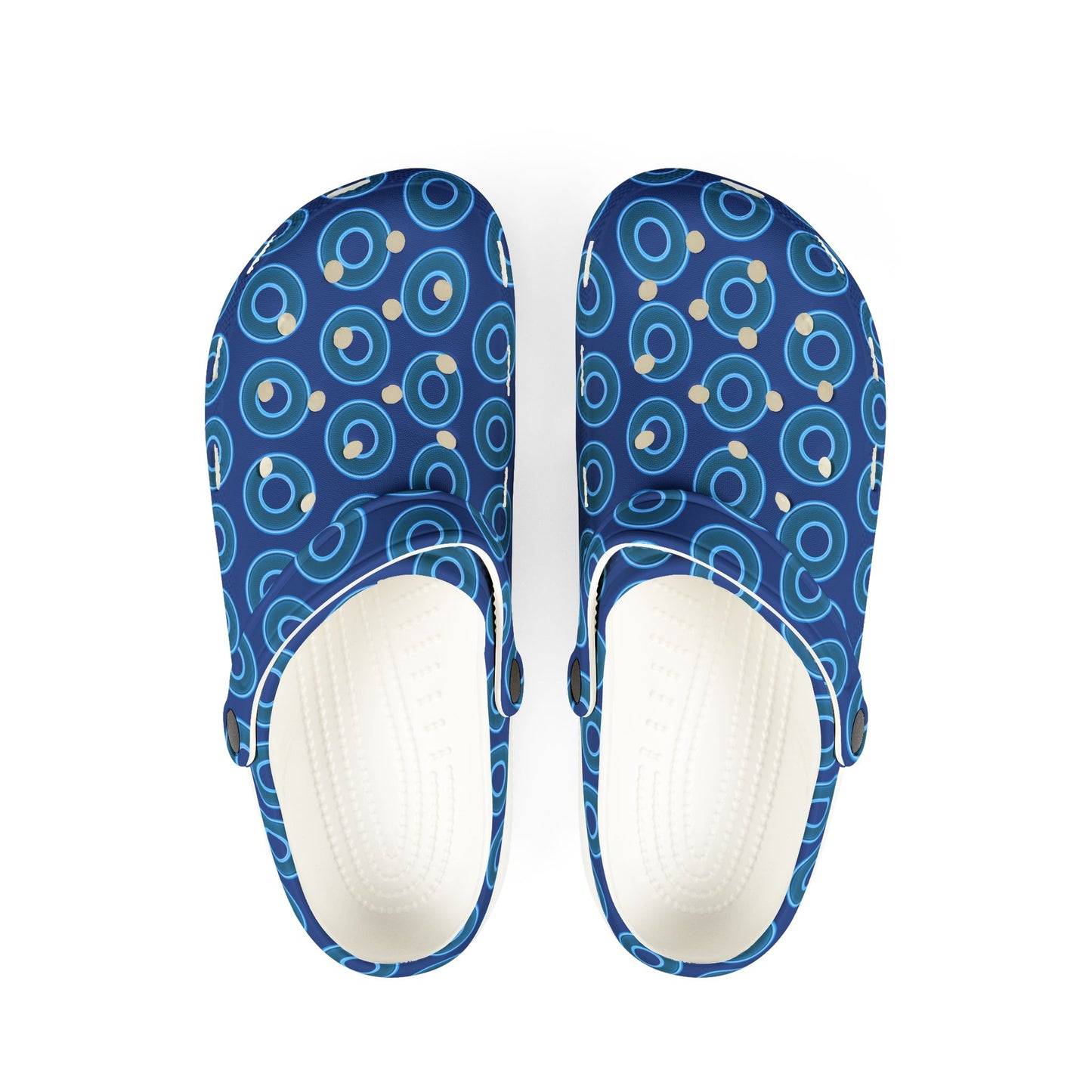 Spatchcocks - donut slip-on shoes - blue rustic donuts w/dark blue background [unisex]