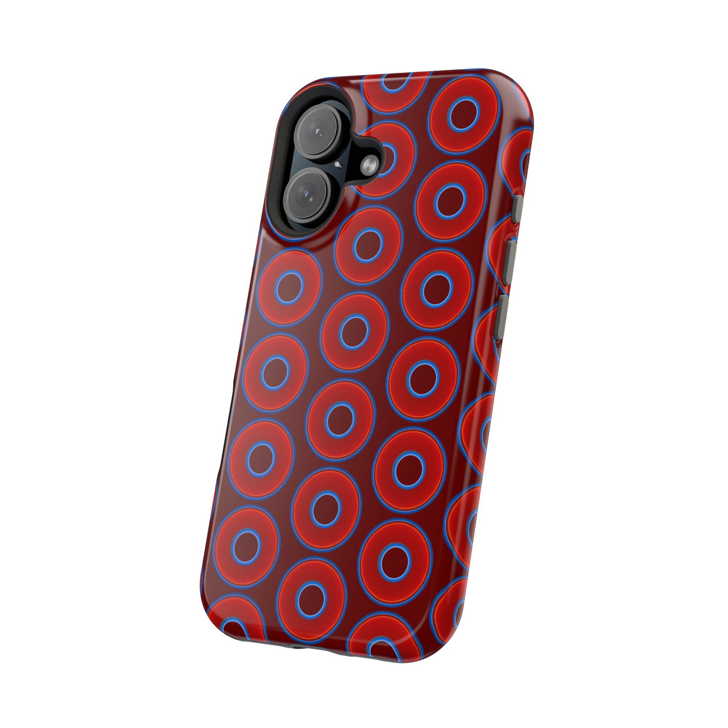 Magnetic Tough Donut Case - red vivid donut print w/dark red background