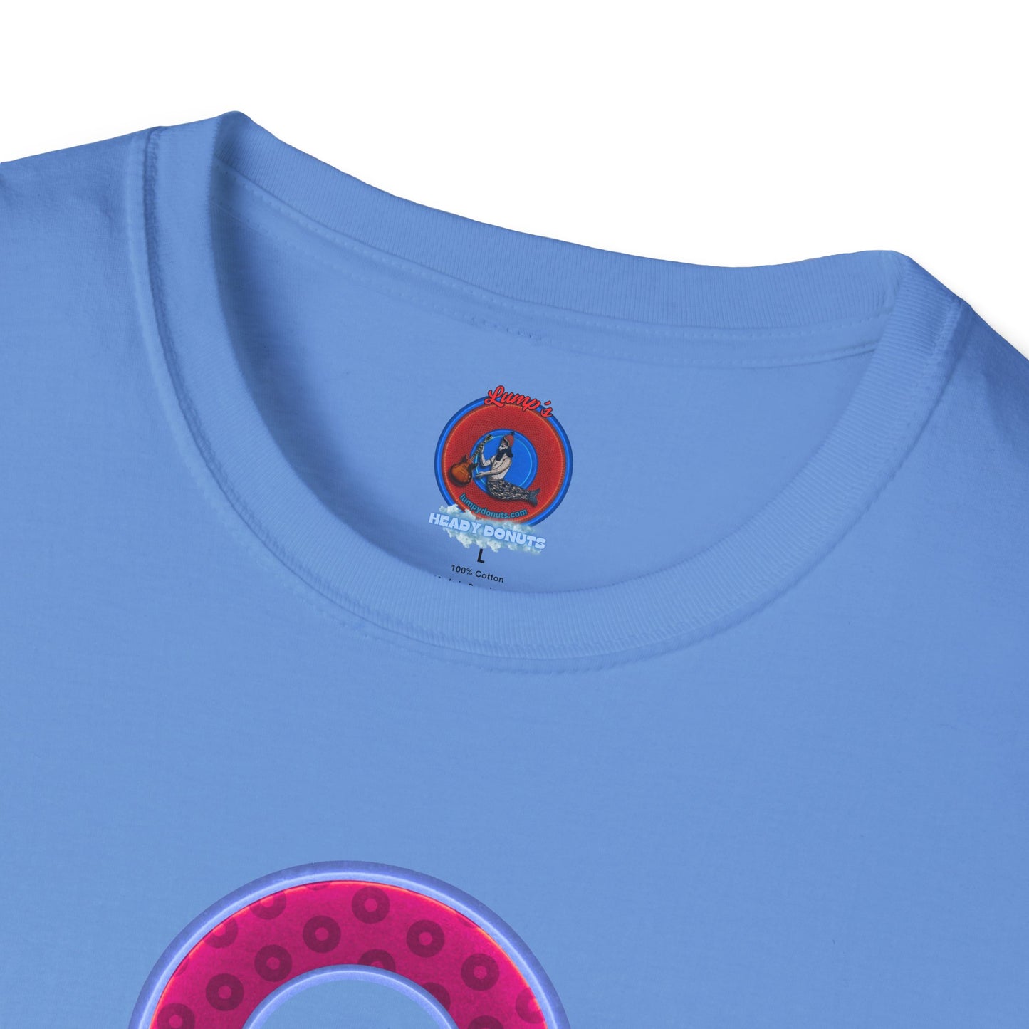 Plain Donuts/Unisex Soft-Style - "Plain Wide Mouthed Paradoxical Donuts" - dark magenta/light blue donuts