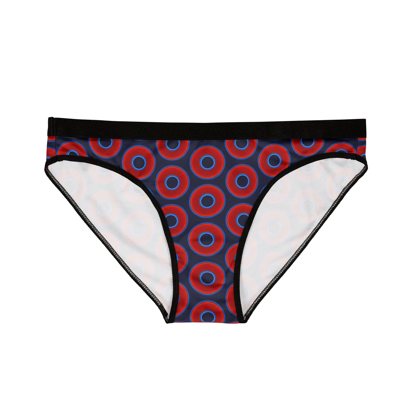 Lumpy Donut Underwear - vivid red donut print w/dark navy blue background