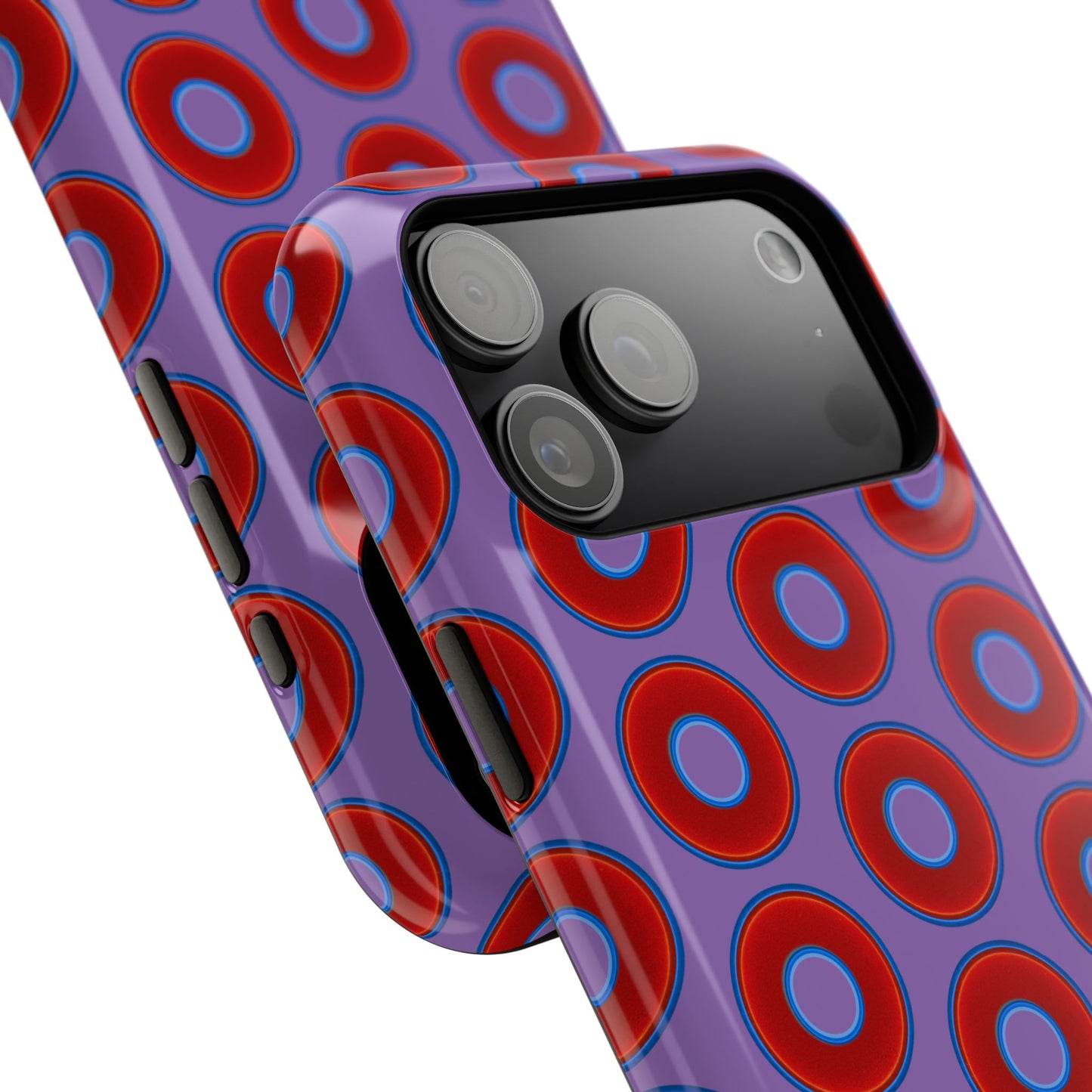 Impact-Resistant Lumpy Donut Case - red vivid donut print w/light purple background