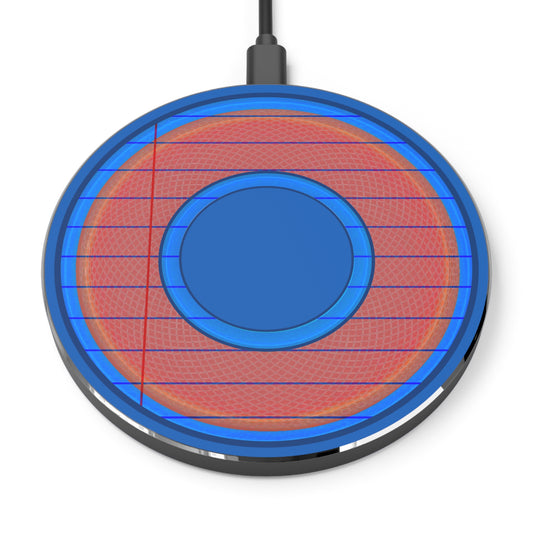 The Flow - Wireless Lumpy Donut Chargers - "Tasty Wireless Donut Charger" - rustic red donut w/dark royal blue background - variant 3