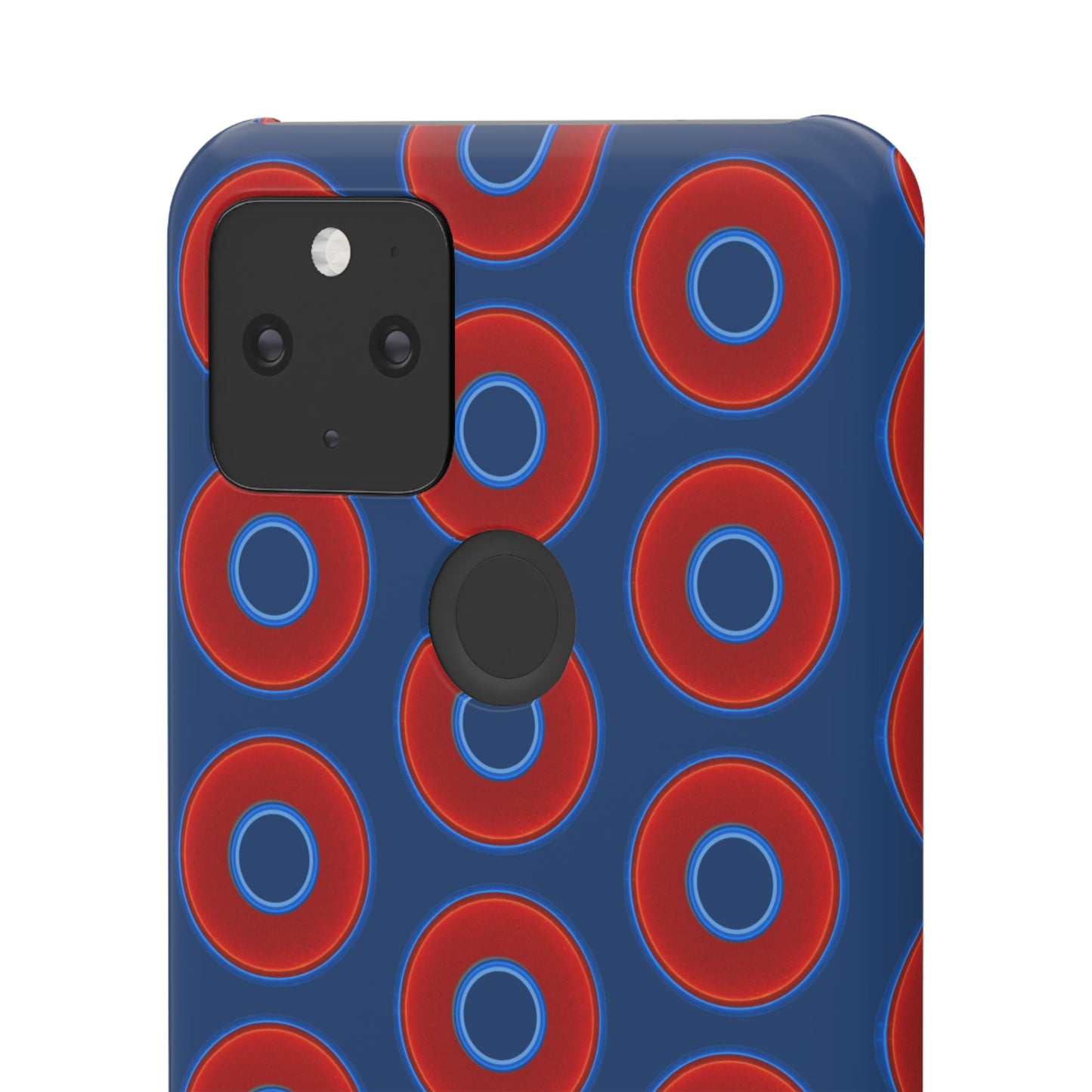Lumpy Donut Snap Case - red vivid donut print w/Atlantic navy blue background