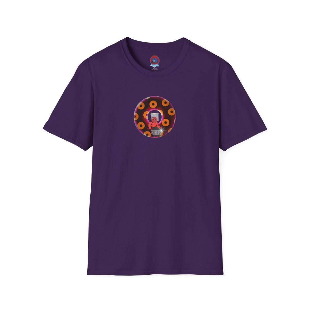 Classic Donut Tee - Unisex Soft-Style - "Every 46th Day Tee Shirt" - paradoxical dark magenta/orange donut