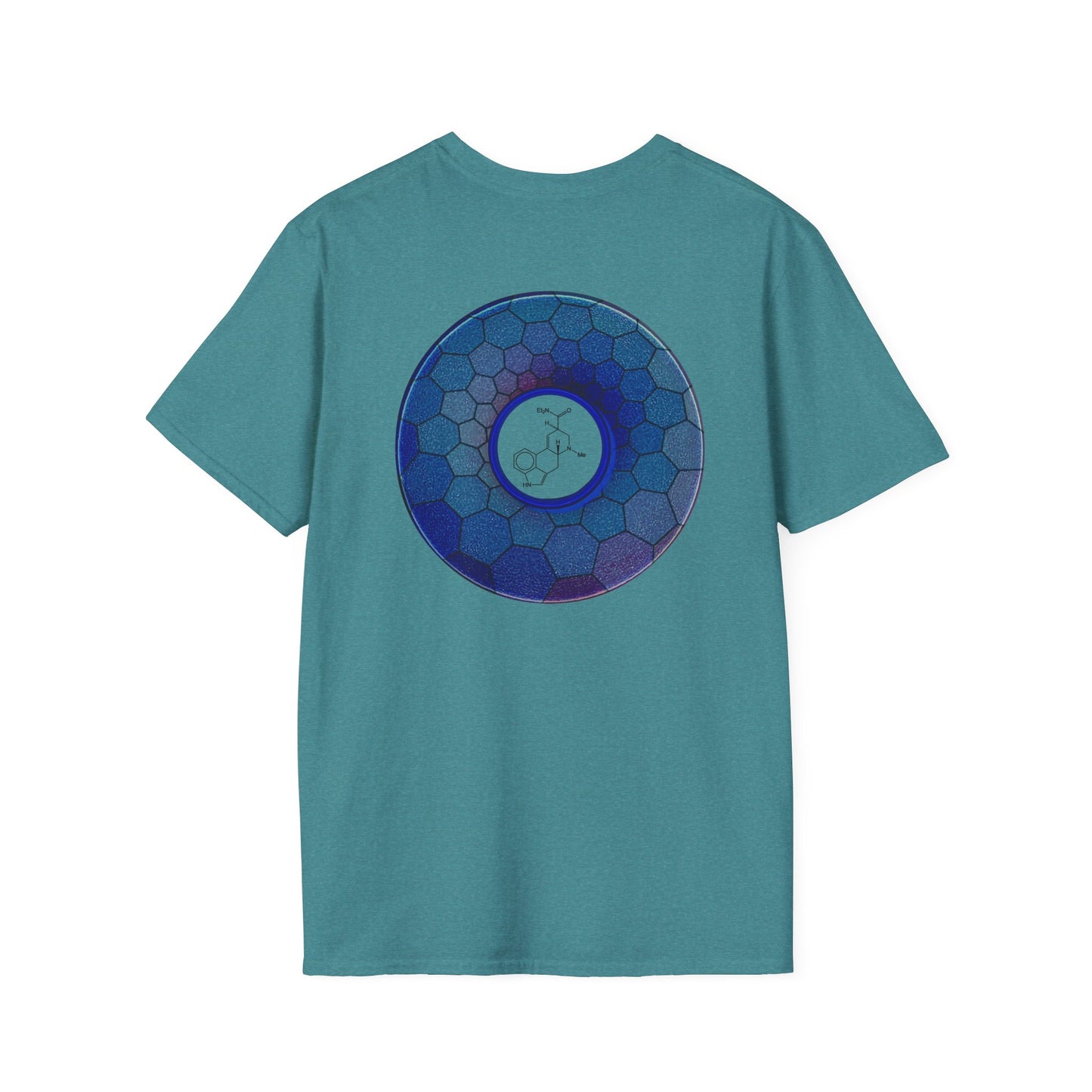 Classic Donut Tee - Unisex Soft-Style - "Dr. Albert Hofmann's Favorite Donut" - series 1.0  - variant 2 - blue hexadonut