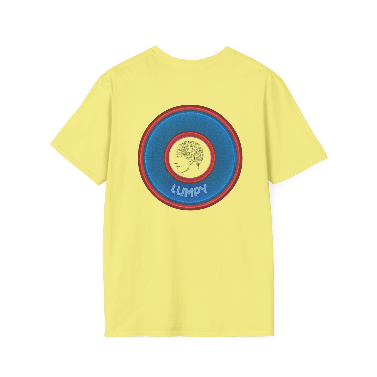 Classic Donut Tee - Unisex Soft-Style - "The Lumpy Donut" - variant 2 - blue/red donut