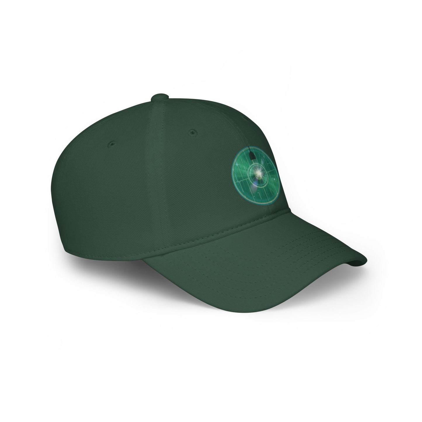 Lumpy Donut Baseball Cap - "Harry Hoodlum Donut Cap" - variant 3 - vivid green blue donut w/light & words