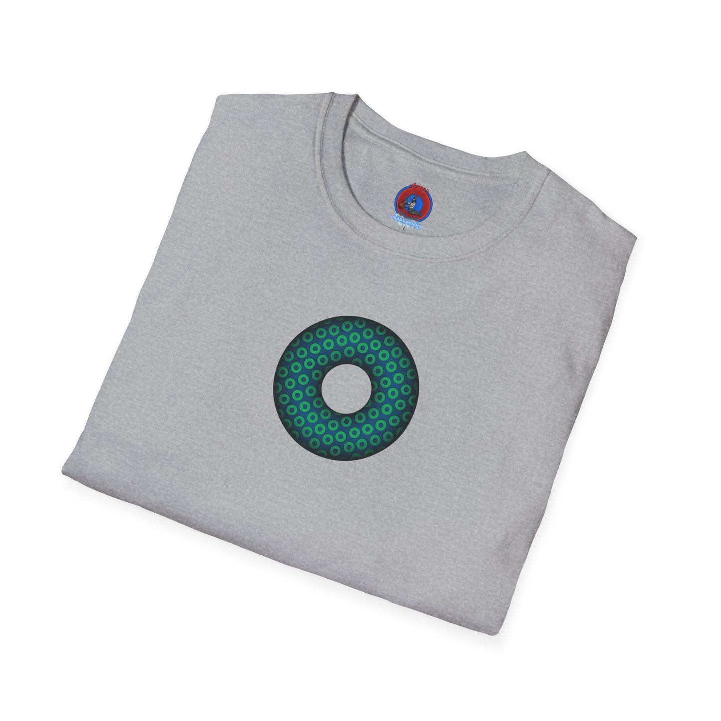 Plain Donuts/Unisex Soft-Style - "Plain Paradoxical Grided Donuts" - light green/midnight teal donuts