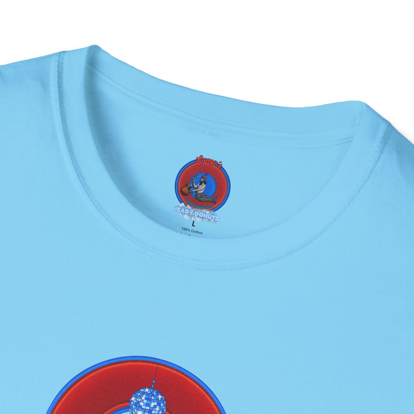 Classic Donut Tee - Unisex Soft-Style - "Joe Camel's Cool Disco Donut" - vivid red donut