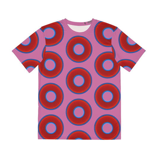 Multi-Beastie Giant Donut AOP Polyester Tee - red vivid donut print w/pink background