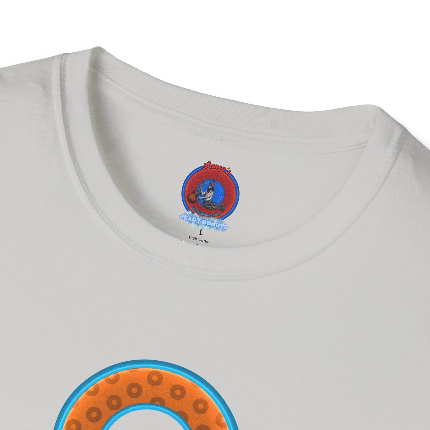 Plain Donuts/Unisex Soft-Style - "Plain Wide Mouthed Paradoxical Donuts" - orange/aquamarine blue donuts