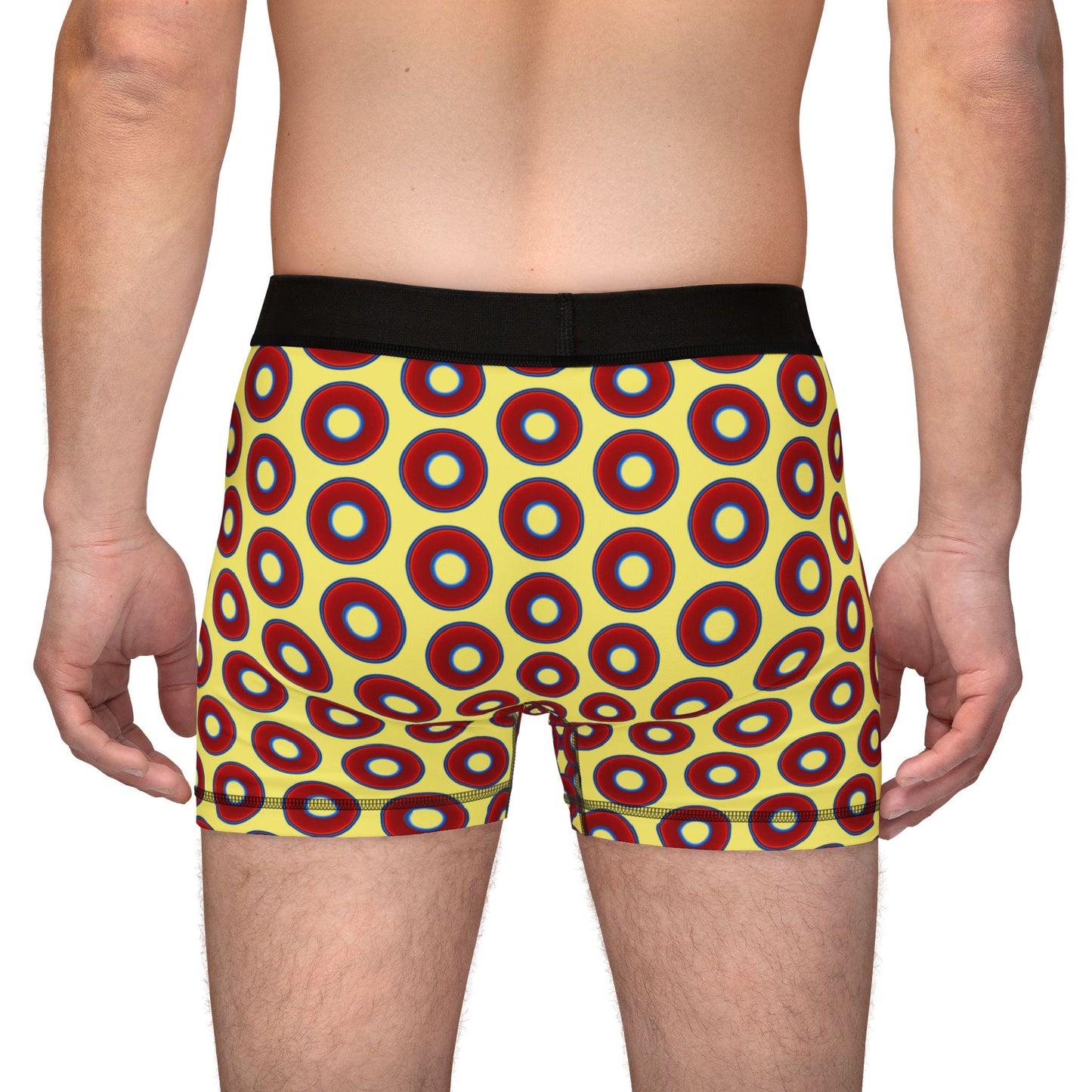 Men's Donut Boxers - red vivid donuts w/yellow background