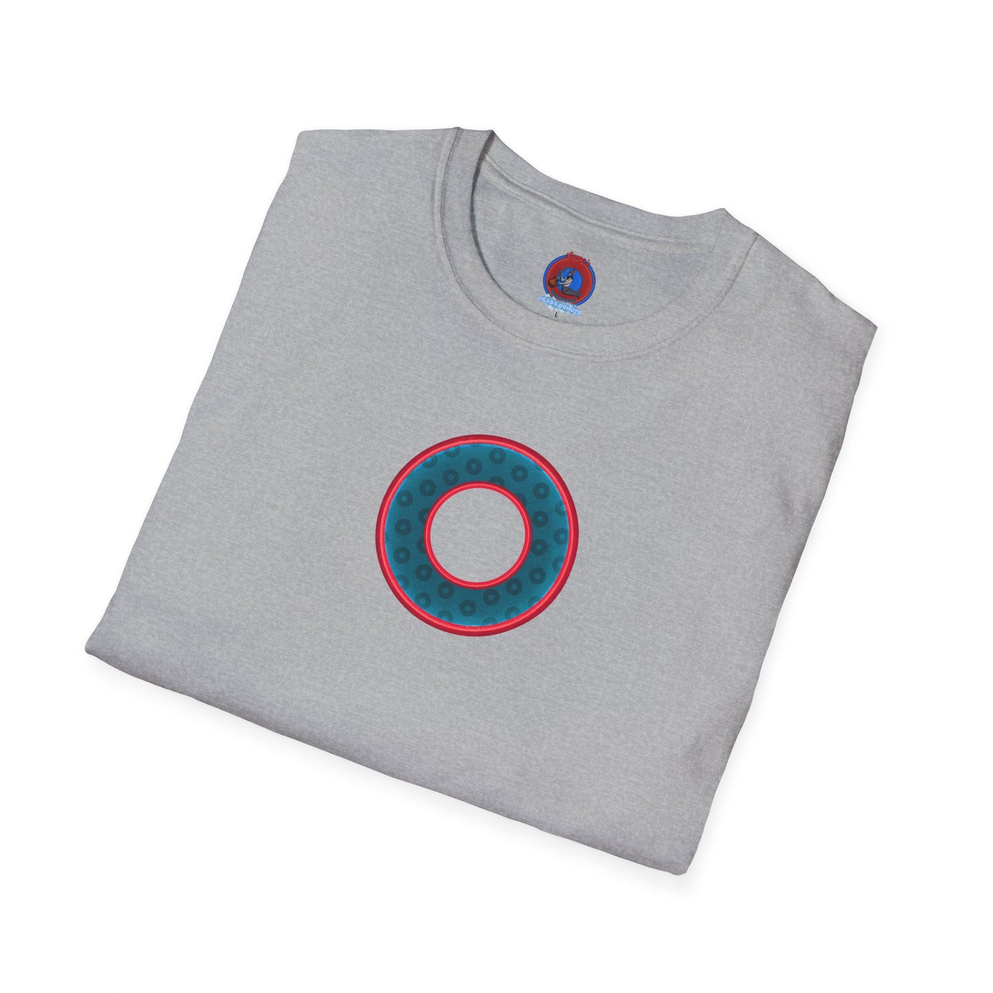 Plain Donuts/Unisex Soft-Style - "Plain Wide Mouthed Paradoxical Donuts" - dark aquamarine blue/red donuts