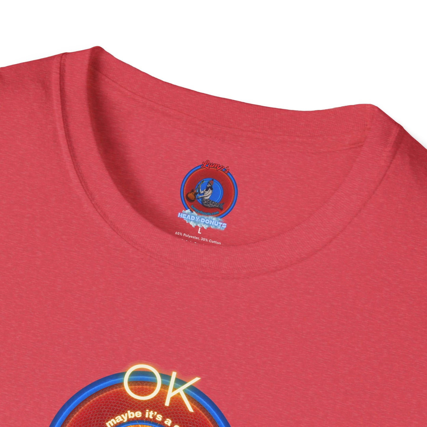 Classic Donut Tee - Unisex Soft-Style - "Donuts: Conjurers of Awesome" - series 1.0  - variant 3 - w/"okay" - red donut