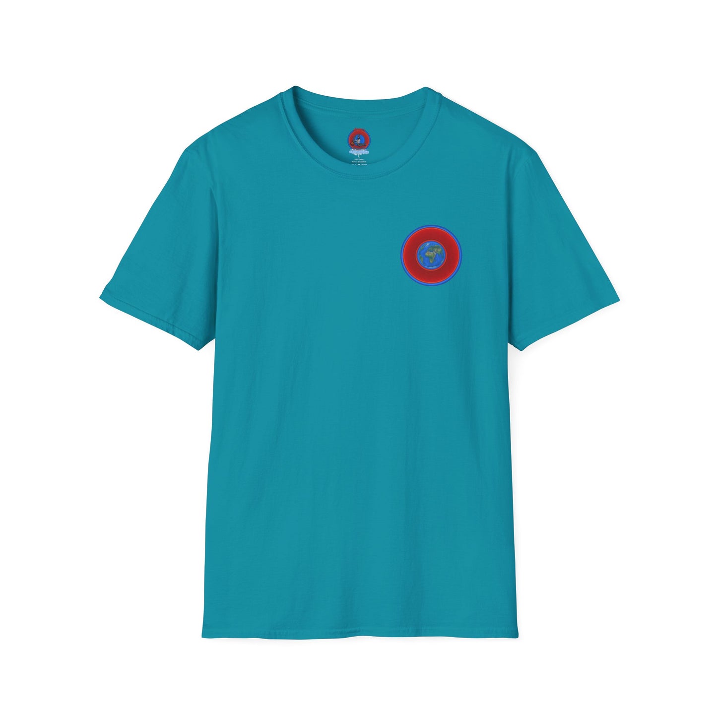 Classic Donut Tee - Unisex Soft-Style - "Soul Donut - We Keep on Rollin' Dough" - vivid red planetary donut - variant 1 [*charitable print - 50% of profit to The Nature Conservatory]