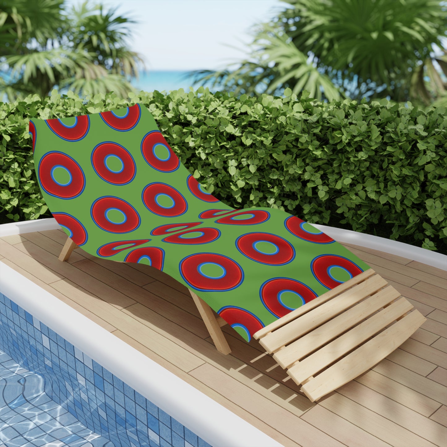 Lumpy Donut Towels - vivid red donuts w/light green background