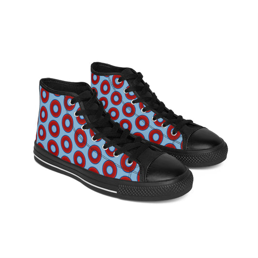 Men's Cushiony Convectors - High Tops - red vivid donuts w/sky blue background