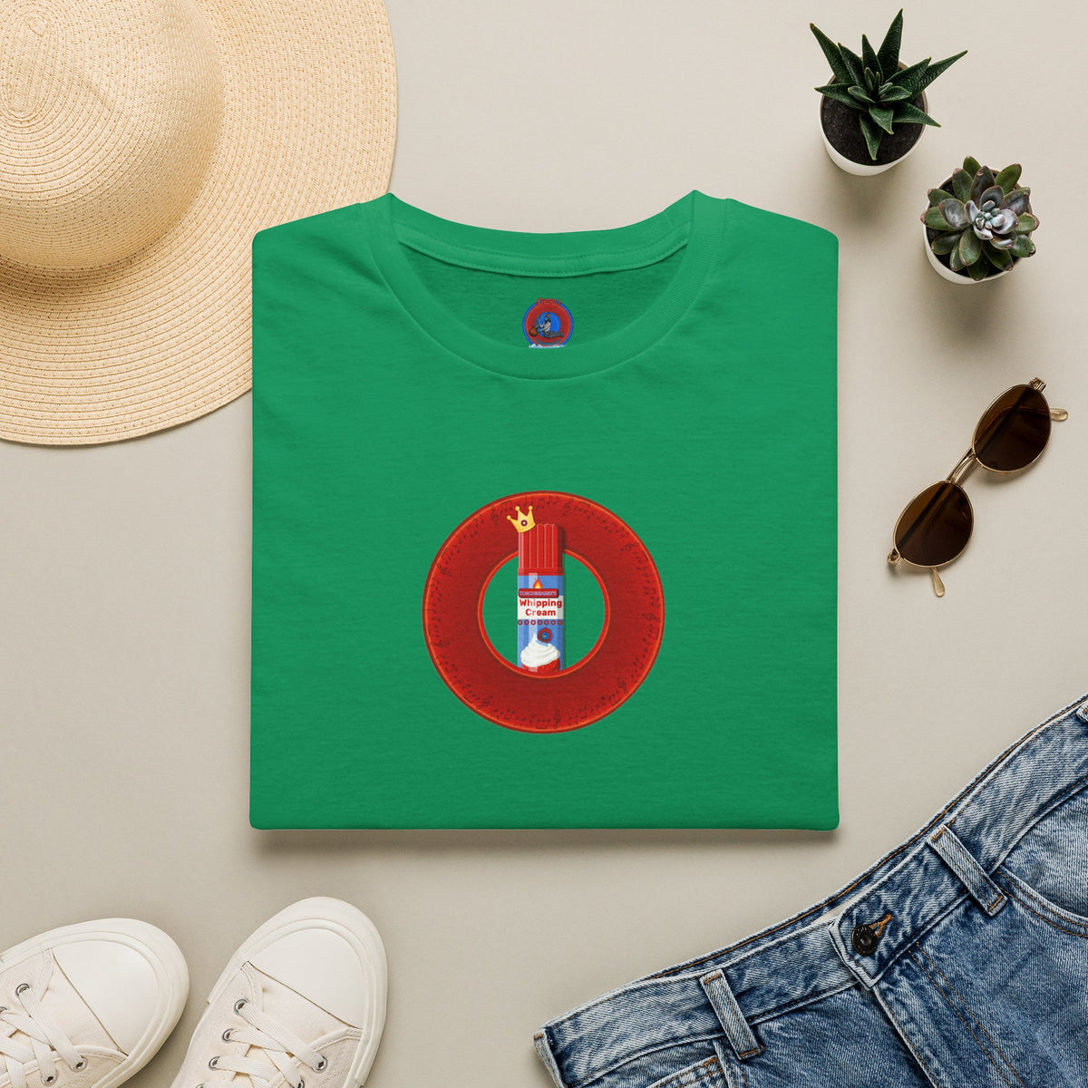Classic Donut Tee - Unisex Soft-Style - "Princely Wooked Cream in a Can - YEMSG Donut " - vivid red donut