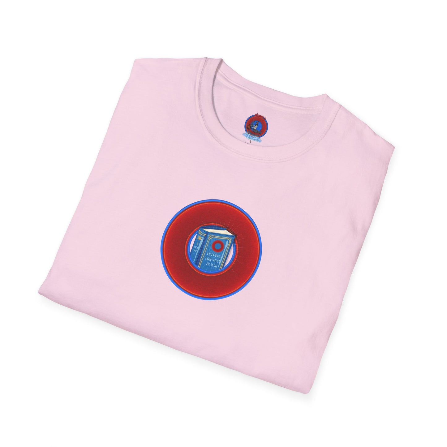 Classic Donut Tee - Unisex Soft-Style - "Helping Phriendly Donut Tee" - vivid red donut - w/shine- variant 2