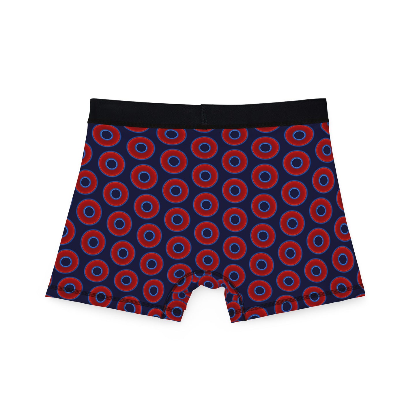 Men's Donut Boxers - red vivid donuts w/midnight blue background