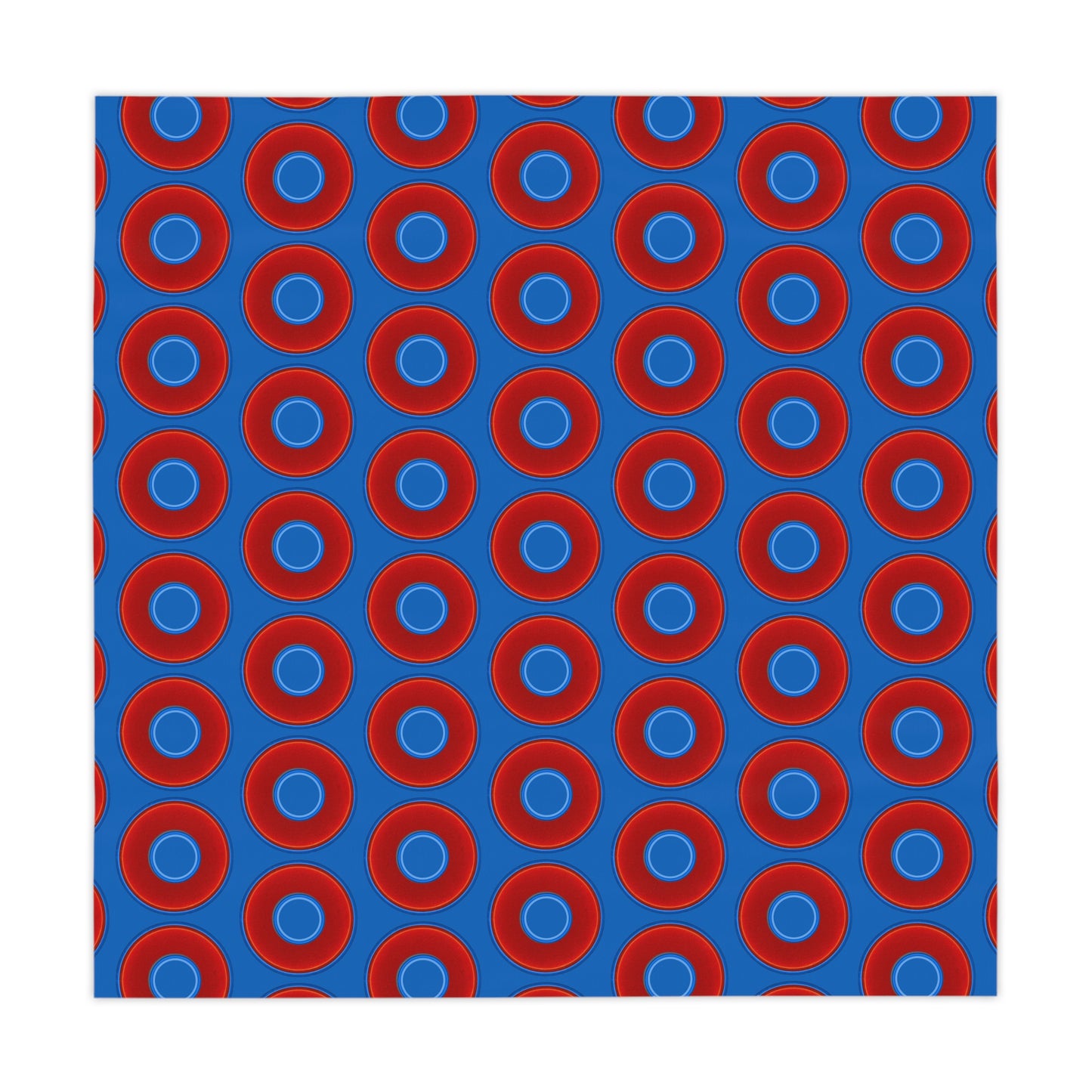 Lumpy Tablecloth - 55.1" x 55.1" - vivid red donuts w/dark royal blue background