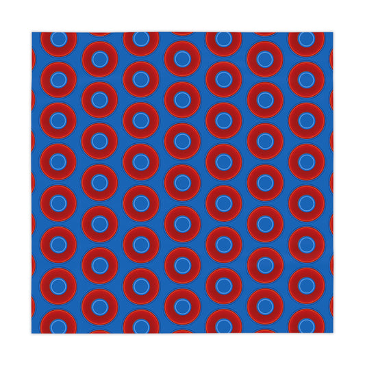 Lumpy Tablecloth - 55.1" x 55.1" - vivid red donuts w/dark royal blue background